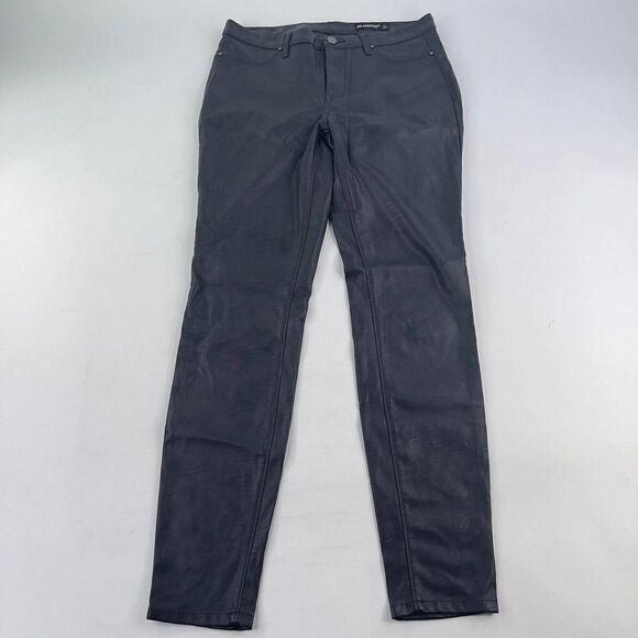 Blank NYC Womens Black Faux Leather Ankle Trouser Pant Size 29 Mid Rise Stretch - Picture 1 of 12